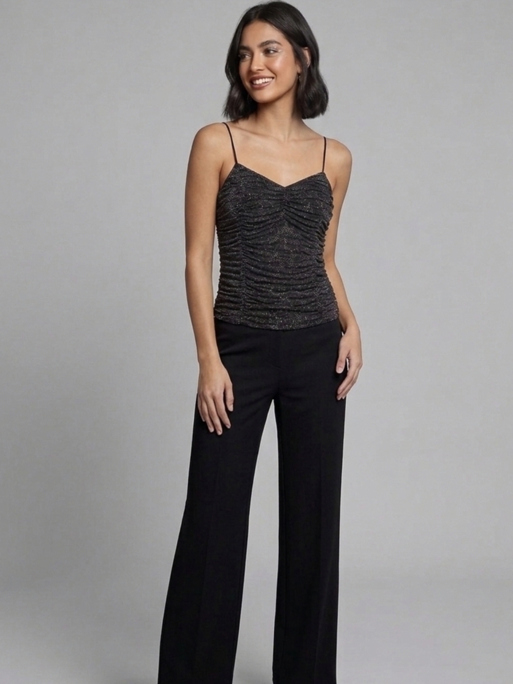 NOBO Shimmer Glitter Tank Top Elegant Cocktail Shirt Lined Stretch NEW Blouse